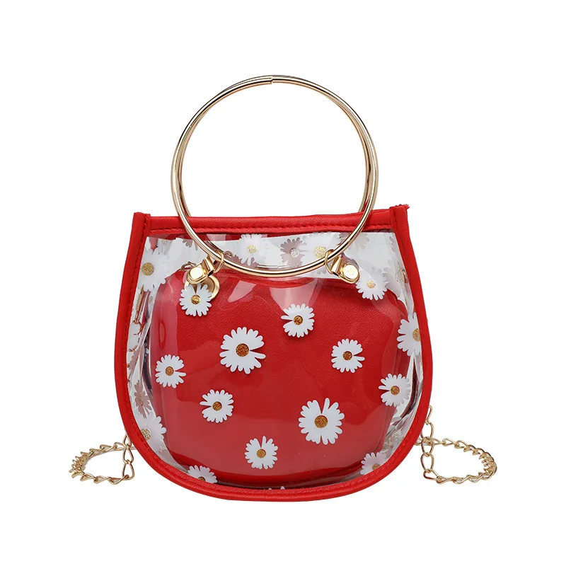 

Summer Fashion Transparent Clear PVC Jelly Shoulder Bag Women Girl Purse Handbag Long Chain Phone Mini Crossbody Messenger Bags