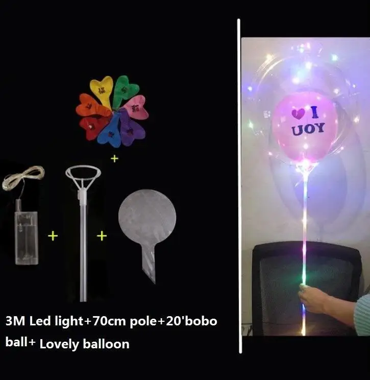 Globo de helio transparente LED con pegatinas, 24 pulgadas, brillante, plumas, para decoraci&oacute;n del Festival-2