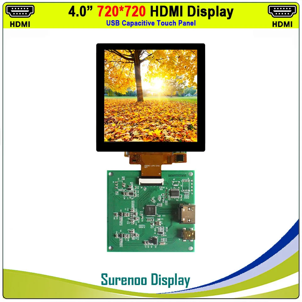 4.0" 720X720 / 480X480 1:1 HDMI-Compatible to MIPI IPS LCD Module Monitor Screen with USB Capacitive Touch Panel | Электронные