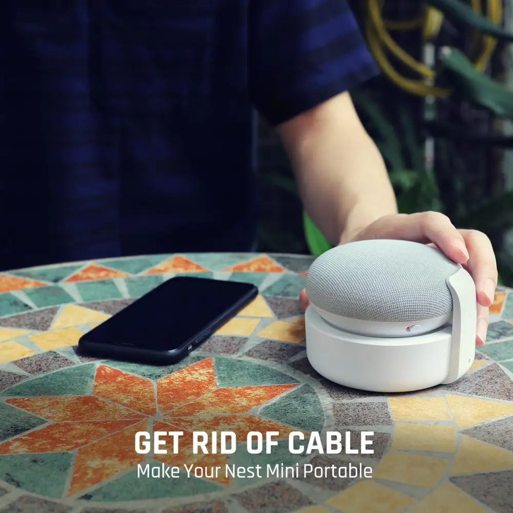 Фото GGMM N2 батарея база для Google Nest Mini 2 голосовые ассистенты внешний аккумулятор 10000 мАч аккумуляторная батарея Чехол №5