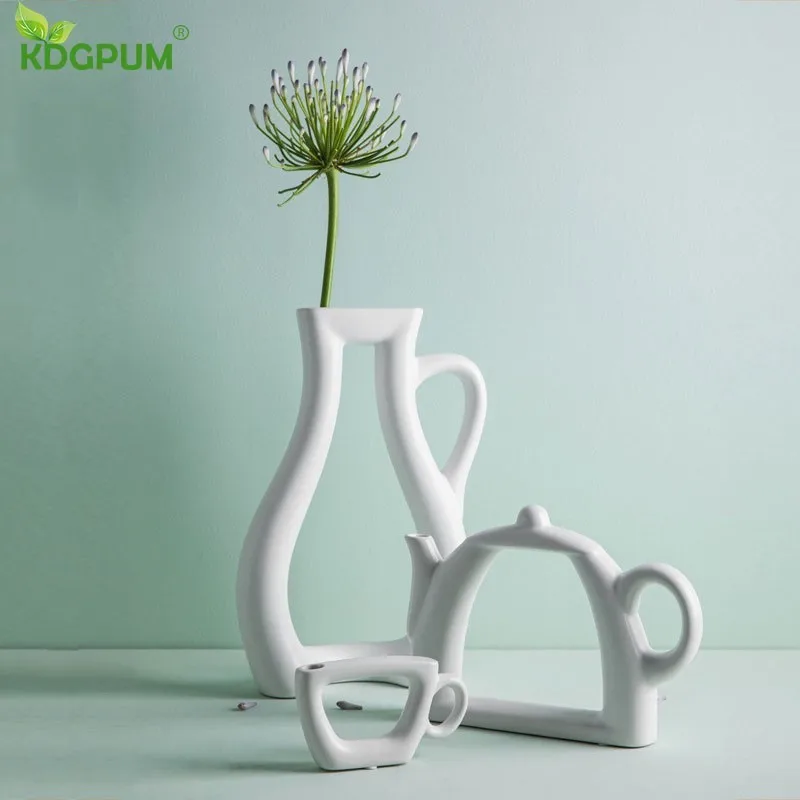 Белая керамическая ваза для цветов цветочный горшок модный современный стиль