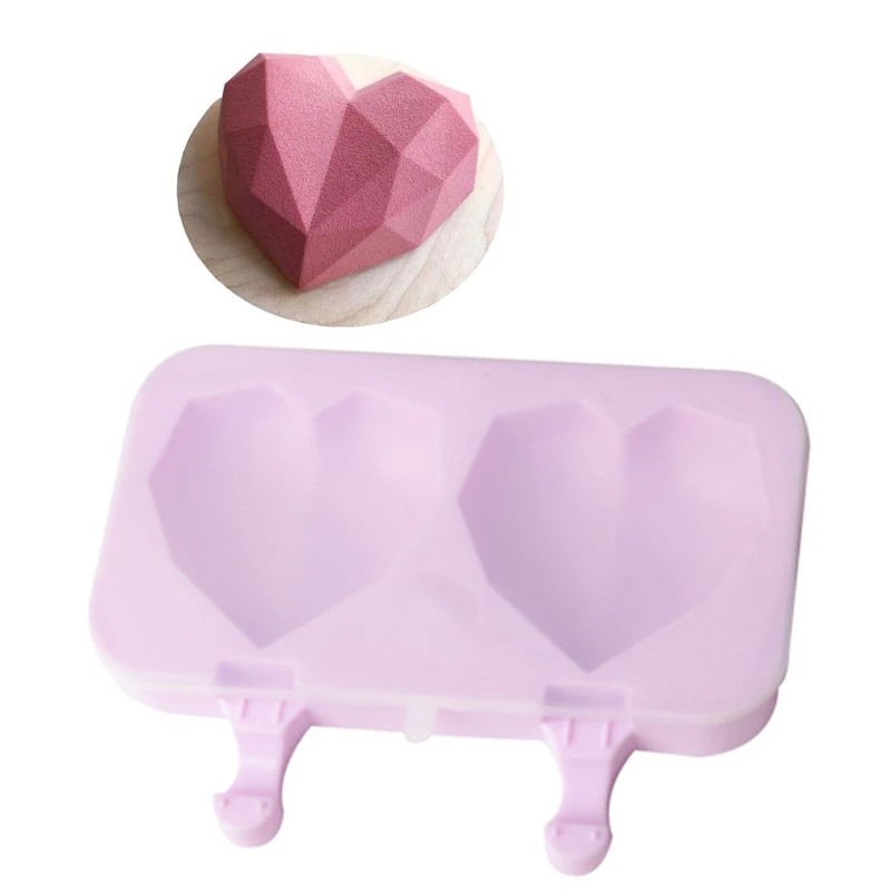

Popsicles Moulds Ice Cube Tray Chocolate Dessert Diamond Love Heart Silicone 95AA