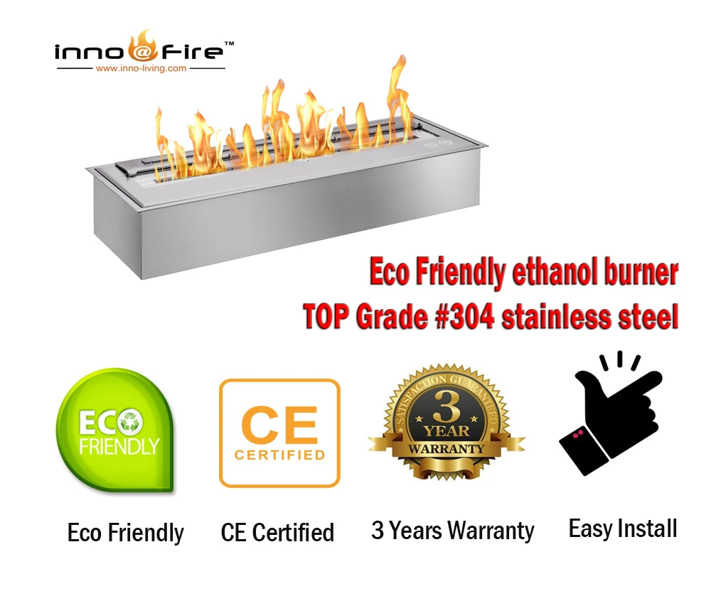 

Inno living fire 48-дюймовый наружный безжаростойкий камин на этаноле