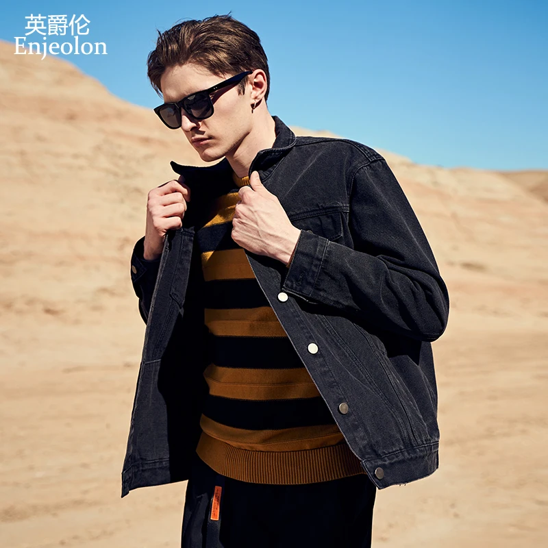Куртка Enjeolon Мужская джинсовая Бомбер ковбойская верхняя одежда из денима