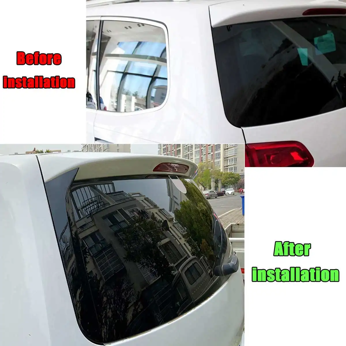 

2Pcs Car Black Plastic Rear Window Side Spoiler Wing Lip Cover Trim Sticker Fit For VW Sharan 2011 2012 2013 2014 2015 2016 17+