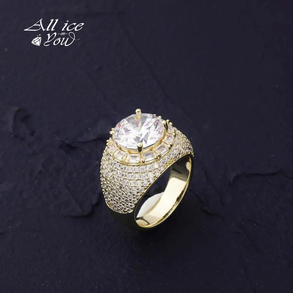 ALLICEONYOU Шикарное Кольцо в стиле хип хоп с покрытием из кубического циркония