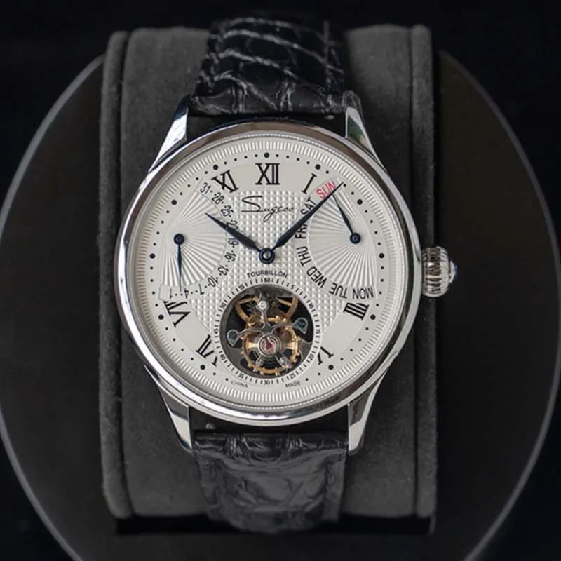 Часы мужские водонепроницаемые с сапфировым стеклом и индикатором даты недели -