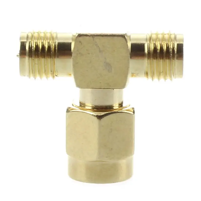 

2 Pcs RP SMA Male to Two RP SMA Female Triple T RF Adapter Connector 3 way Splitter
