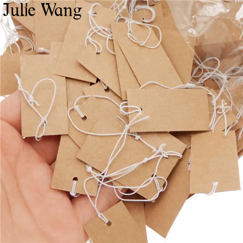 Julie Wang 1000 шт 4*2 см бирка с веревочной бумагой пустые ювелирные открытки картонная