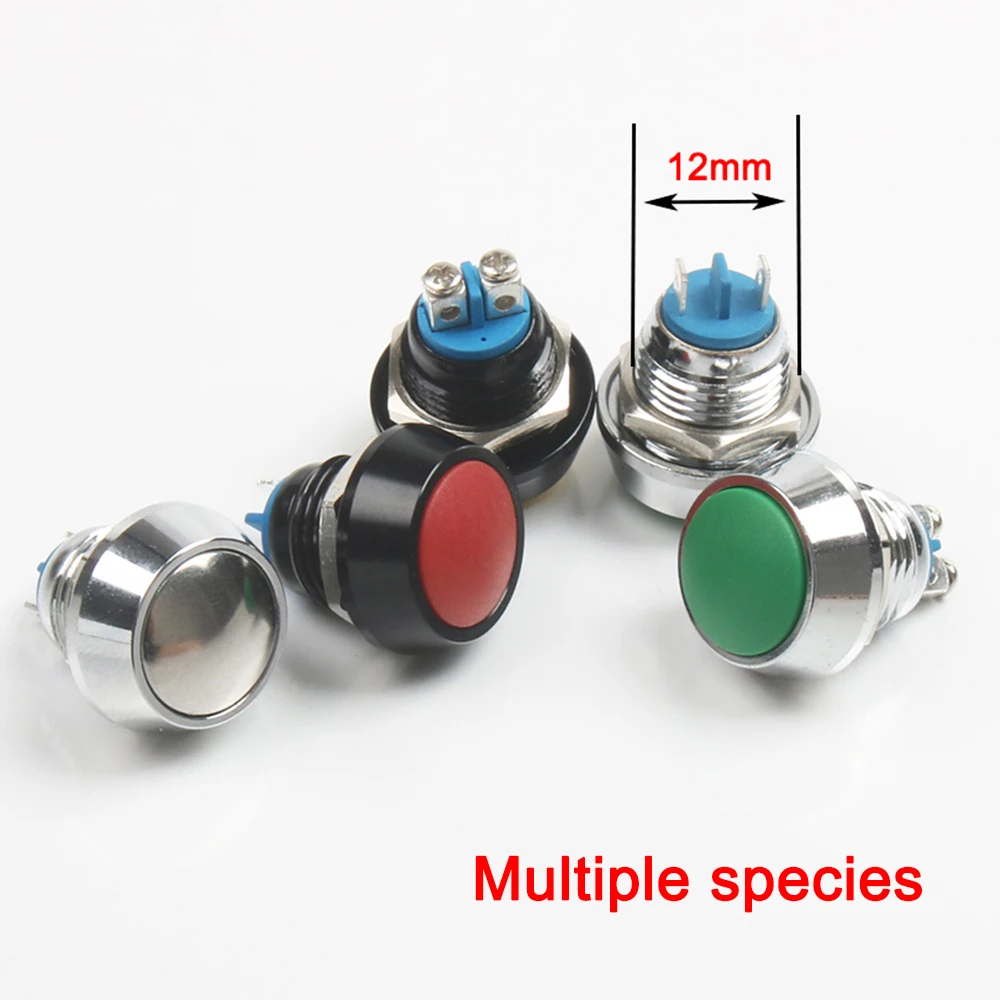 12 мм водонепроницаемый металлический кнопочный переключатель мгновенный