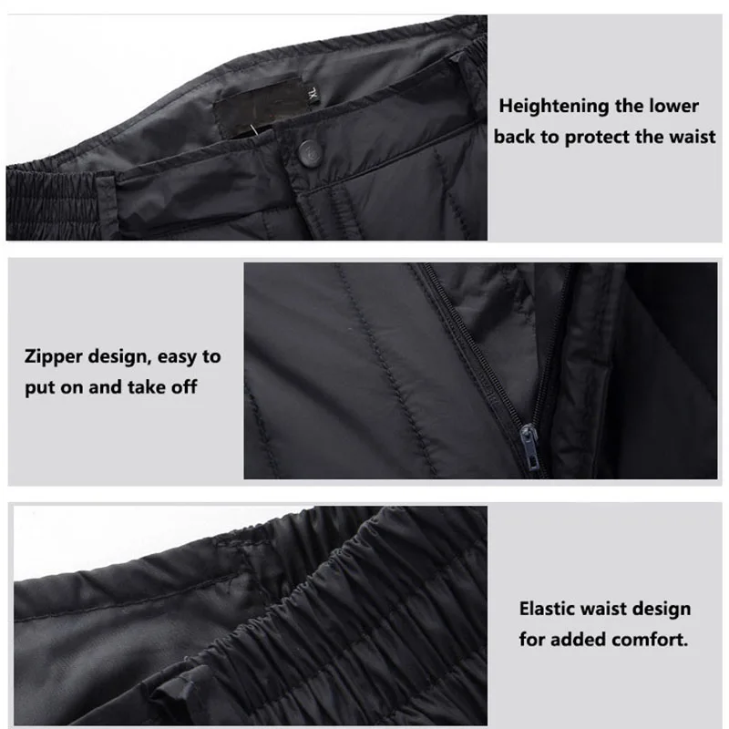 Мужские уличные зимние штаны большого размера на белом утином пуху