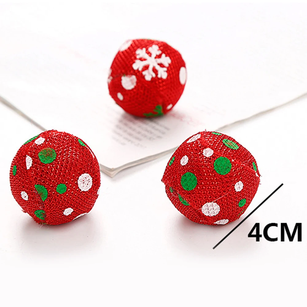 

5pcs Cat Toys Christmas Ball Catnip Pets Kitten Funny Colorful Interactive Cat Pet Exercise Toys for Cats Pet Toys Random Colors