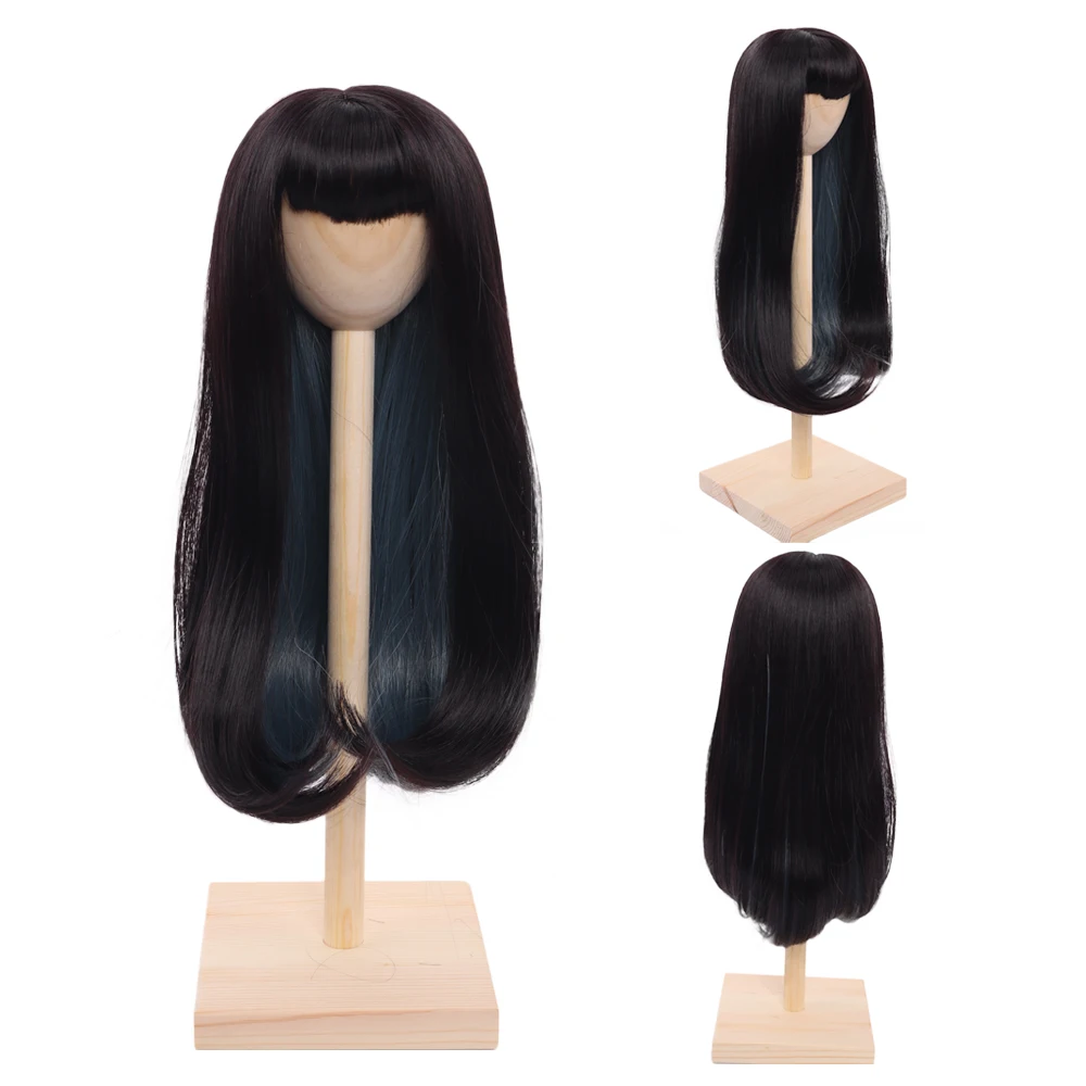 

Doll accessories bjd doll wig Heat Resistant Wire straight hair for doll black grey mix Wigs for 1/3 1/4 Dolls