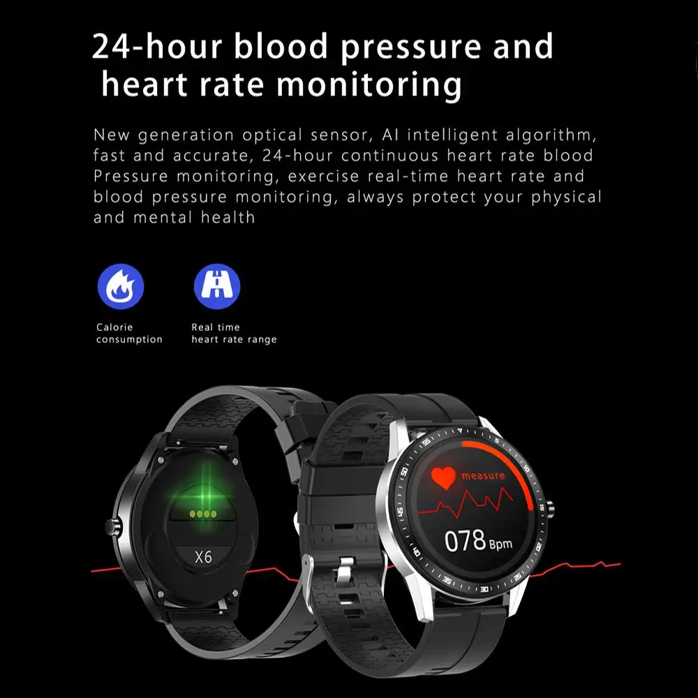 Беспроводная гарнитура Bluetooth BTX6 TWS умные часы 2021 Смарт с ЭКГ монитором сердечного