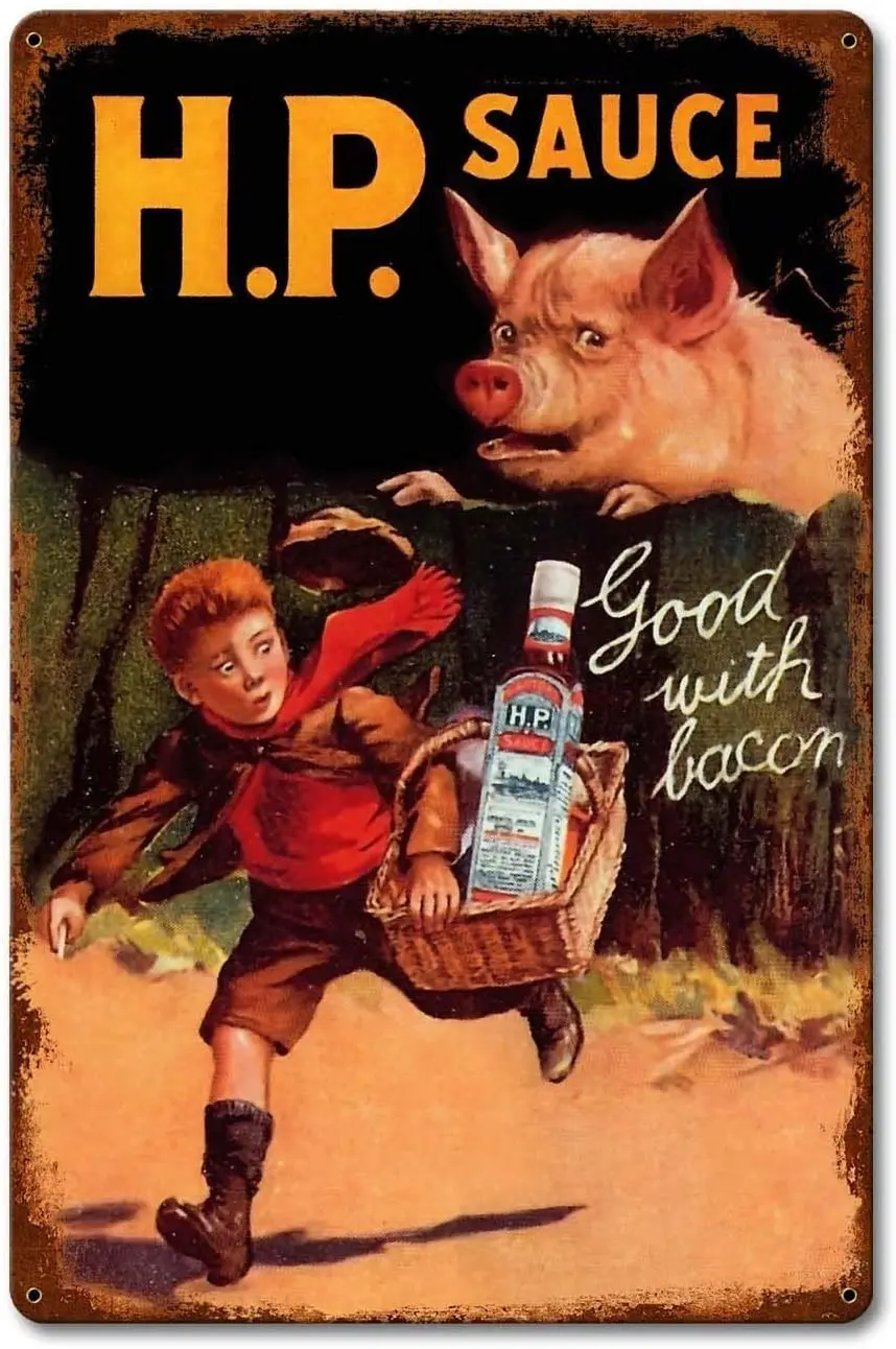 

Metal Signs H.P. Sauce Tin Sign 8 x 12 Inch Plaque Poster for Home Man Cave Restaurants Kitchen Pub Bar Cafe Room Wall Decor