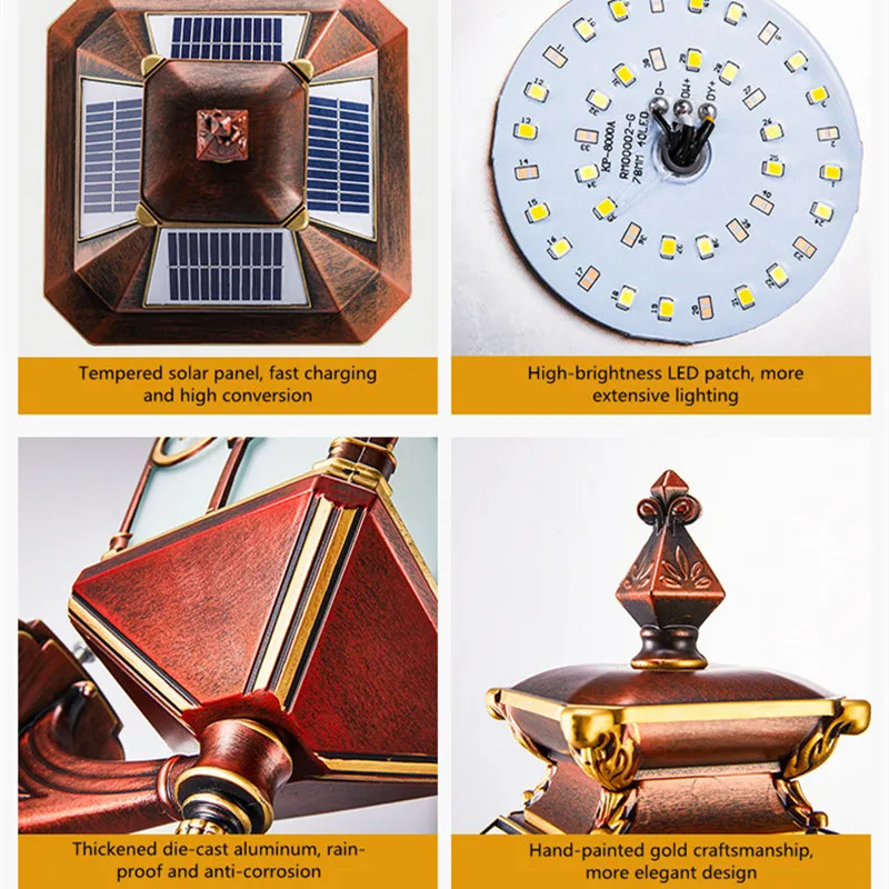 Купить Европейский СВЕТОДИОДНЫЙ Уличный настенный светильник с солнечной панелью, водонепроницаемый точечный светильник для сада, уличная насте...