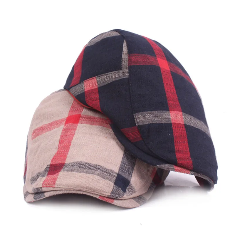 Берет мужской/женский хлопковый классический в клетку |