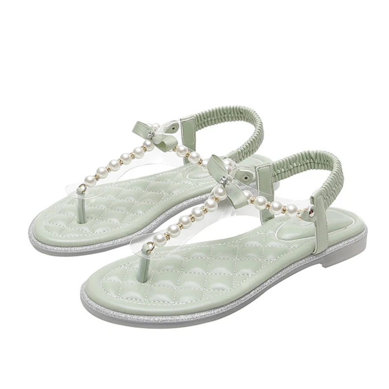 

Summer Shoes Women Low Heel Pearl Sandals 2021 Outdoor Slip On Clip Toe Female Shoe Leisure Platform Ladies Comfortable Sandal