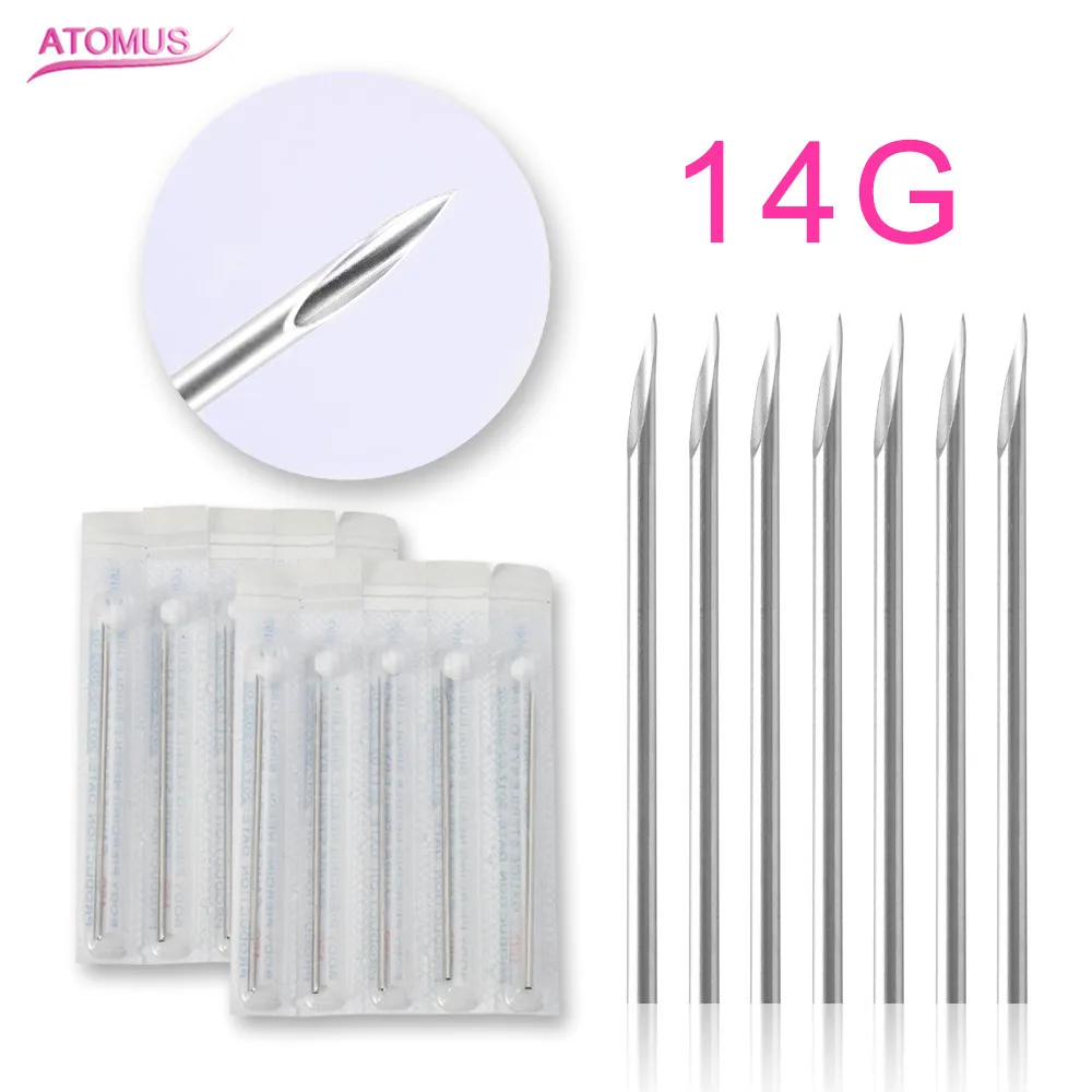 

10PCS Piercing Needle 14G 16G 18G 20G Tattoo Supply Accessories Needles Disposable Sterile Body Assorted Ear Nose Navel Nipple