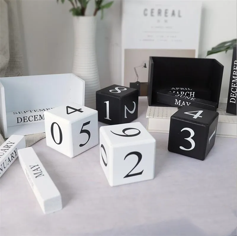 Деревянный стол с календарём украшение для стола черный и белый цвета дома офиса