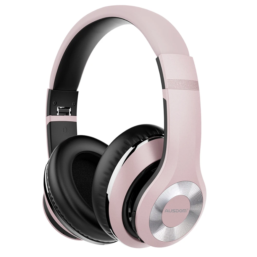 Ausdom ANC10, активные Беспроводные наушники с шумоподавлением, Bluetooth, складные, 20 ч, время воспроизведения, Hi-Fi, глубокий бас, Bluetooth гарнитура - Цвет: Pink Black.