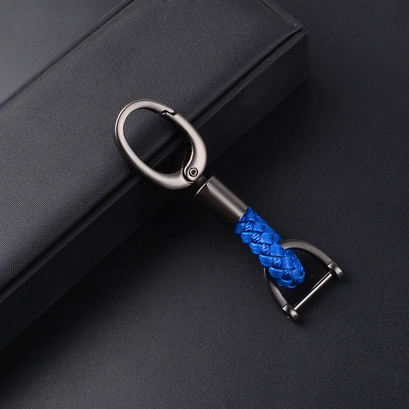 

Creative Metal Horseshoe Keychain Braided Leather Rope Men&Women Bags Car Key Ring Couple Luxury Fine Gift Jewelry
