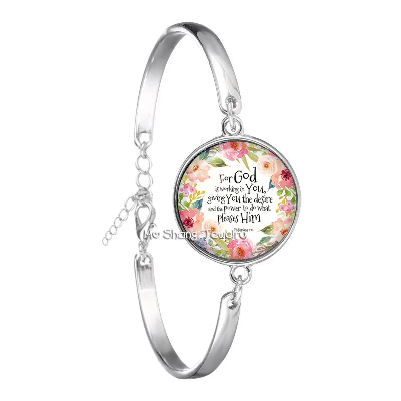 Модный браслет ручной работы с изображением Библии из 18 мм стеклянный купол