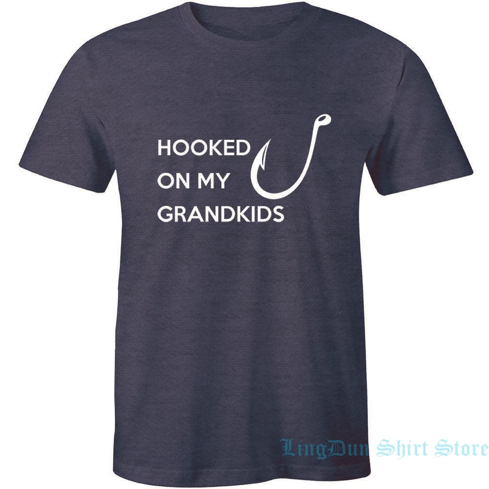 Футболка с крючками на моих внуках рыбалка Мужская футболка новинка рубашка для