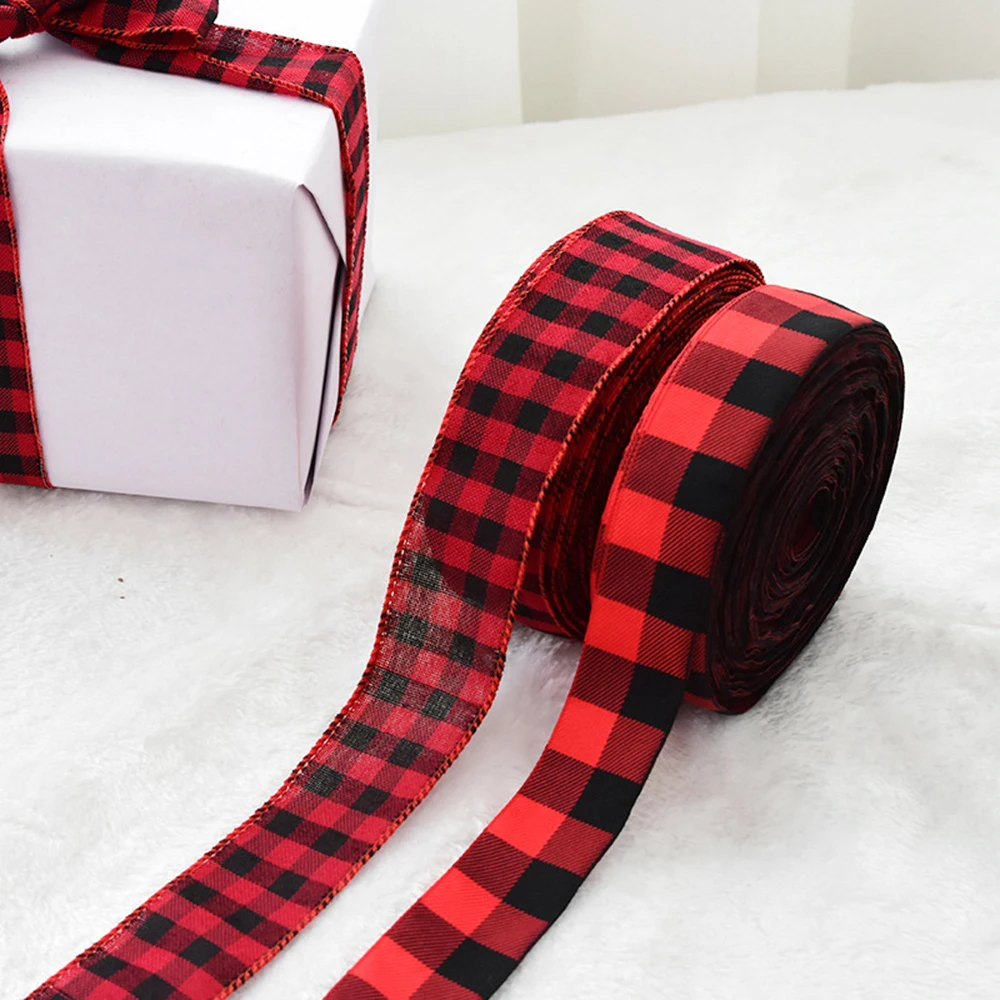 2 м клетчатая полотняная лента обертывание DIY браслет ручной работы Подарочная
