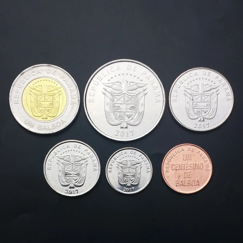 Панама 6 шт./компл. UNC оригинальная монета не распространяется изысканные двухцветные монеты