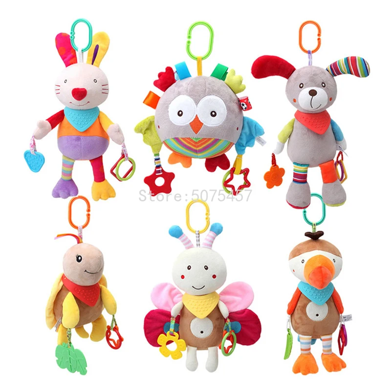 

Newborn Baby Plush Stroller Toys Baby Rattles Mobiles Cartoon Animal Hanging Bell Educational Baby Toys 0-12 Months Rattles Toys