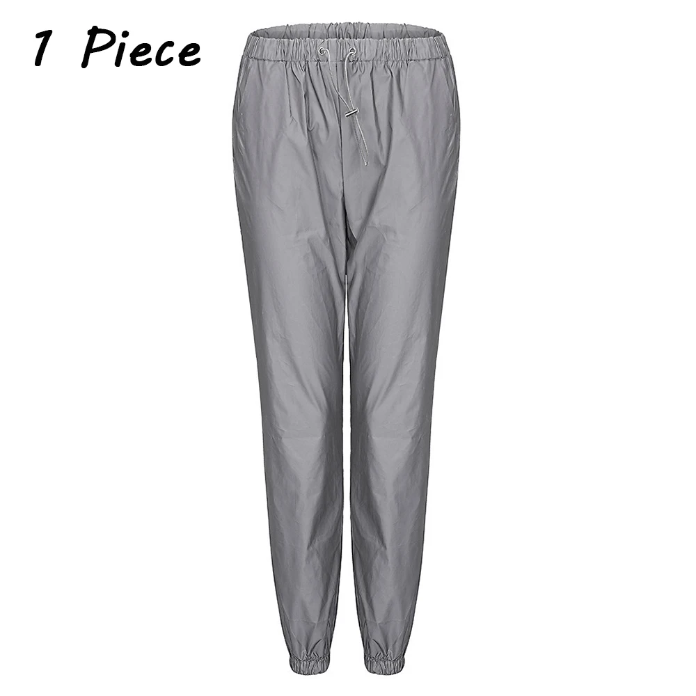 Pants 2 шт., Женский светоотражающий спортивный костюм, набор, светящиеся куртки на молнии, высокая талия, на завязках, тренировочные штаны, два предмета, костюм для бега размера плюс - Цвет: Pants