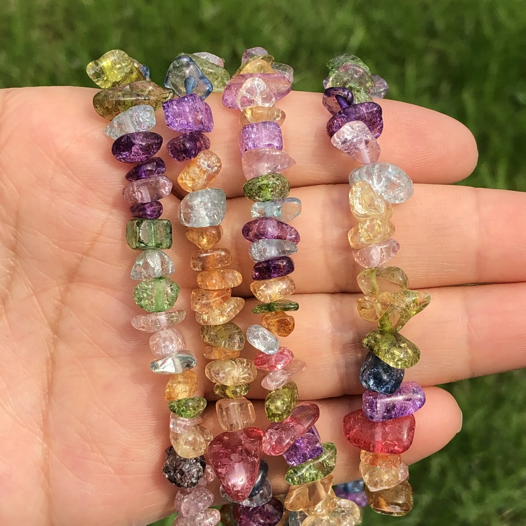 4-8mm Natural Irregular Chips Multicolor Cracked Crystal Quartz Freeform Gravel Stone Beads For Jewelry Making DIY Bracelet 32” - купить по