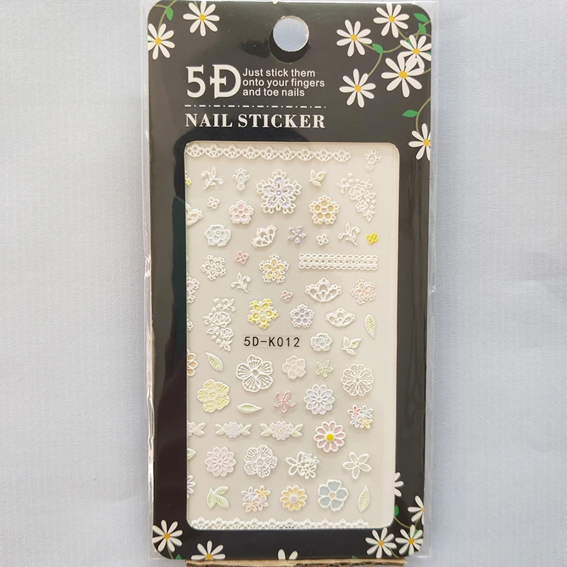 

5D Nail Sticker Laser Anaglyph Effect Design Nail Foil Cherry Blossoms Stripe Glue Stickers Decals Slider Nail Art Decoration