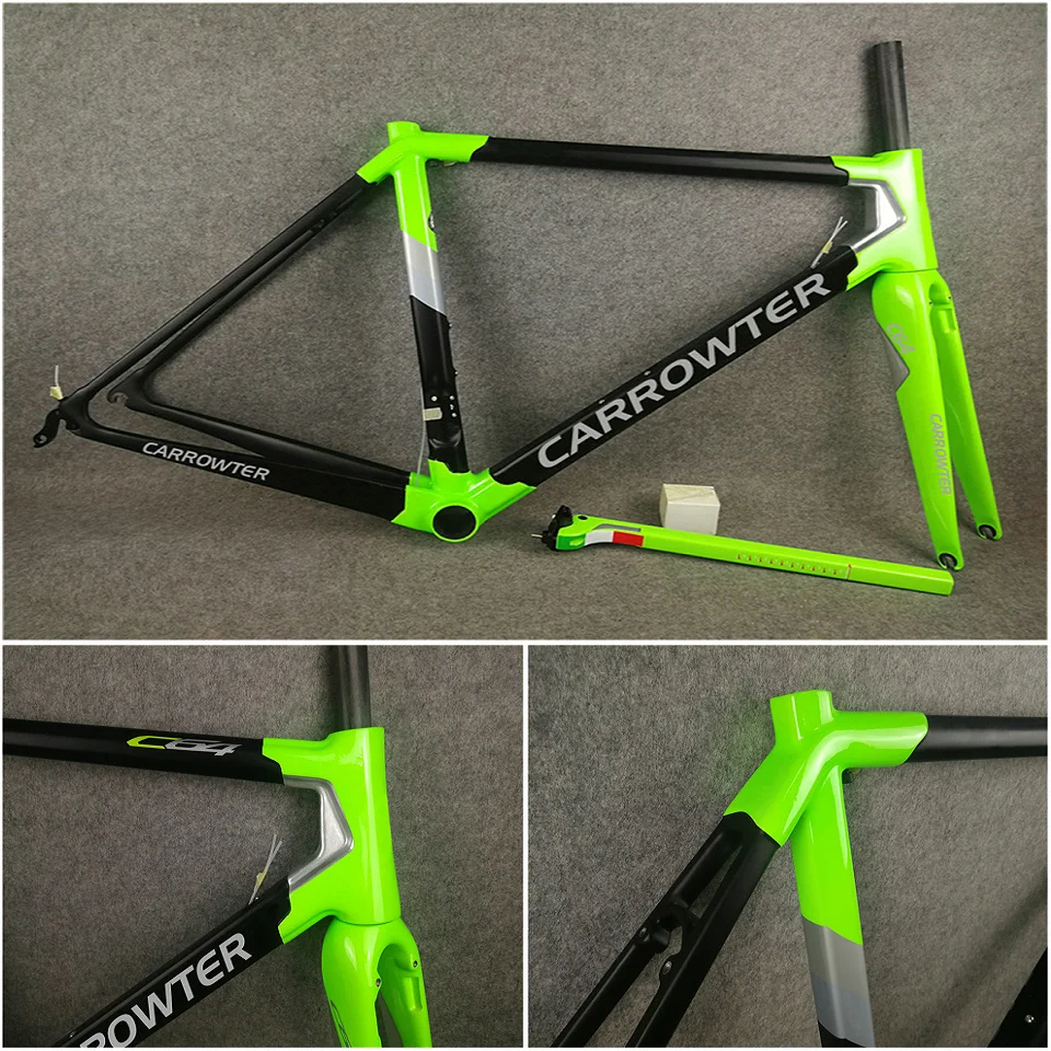 

Green Black C64 carbon Road Bike Frames T1100 UD Bicycle Frameset with 48 50 52 54 56cm for Your Selection