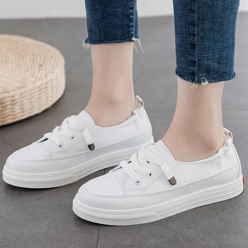 Новинка женская Вулканизированная обувь белые кроссовки повседневная с