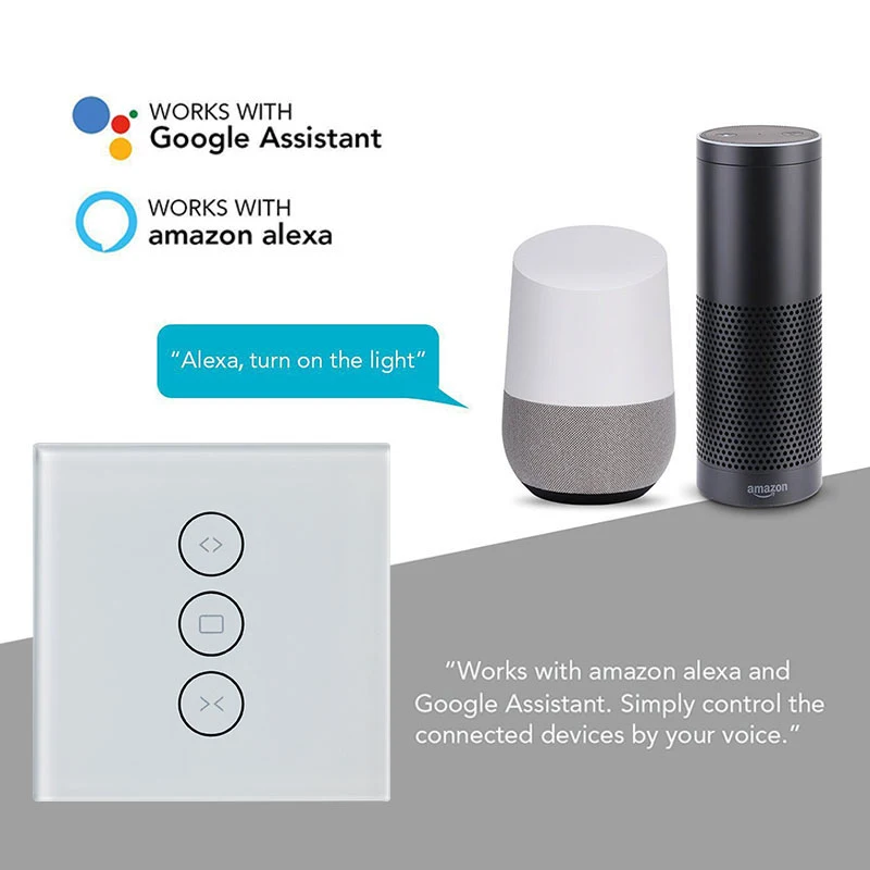 

Tuya Wifi Smart Touch Curtain Switch Smart Wall Touch Switch Glass Panel App Remote Control Works With Alexa Google Home