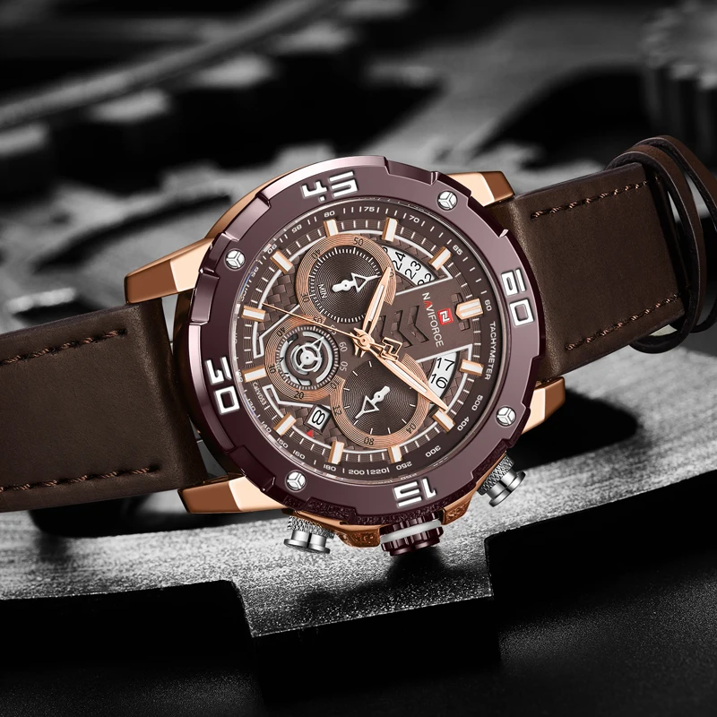 Часы наручные NAVIFORCE Мужские кварцевые брендовые Модные Аналоговые