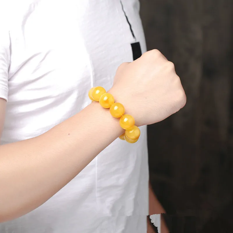 Натуральный Лак старые бусы с пчелиным воском браслет Baltic SeaYellow мужские и женские