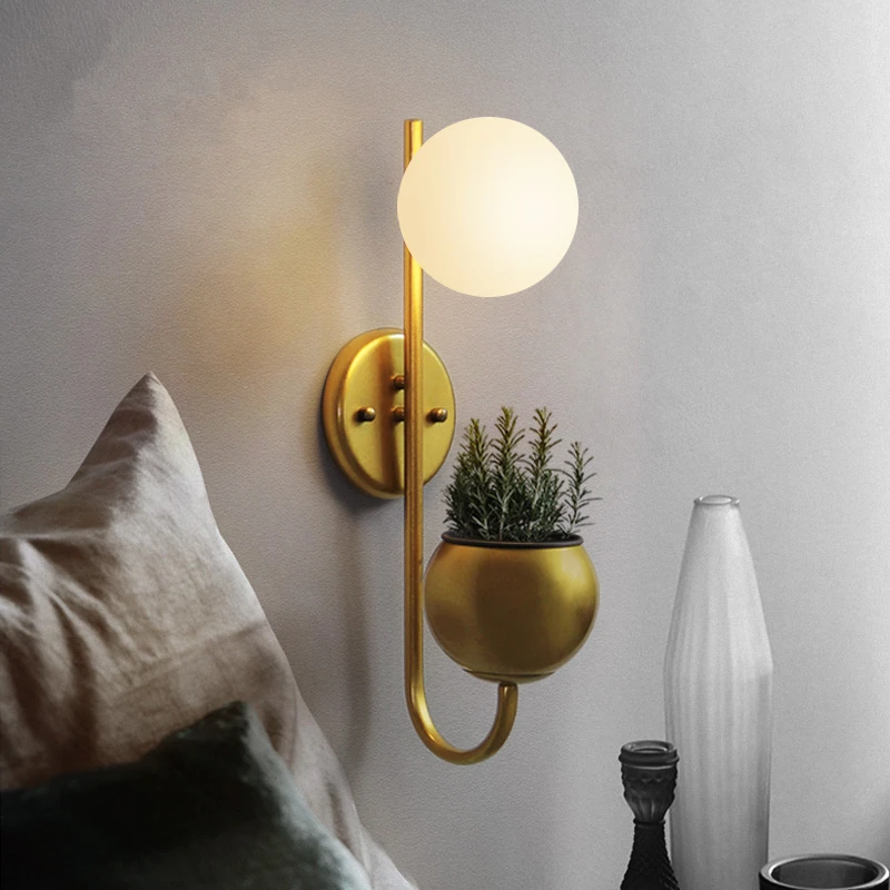 Wandlamp черный или золотой скандинавский стеклянный шар светодиодный настенный бра