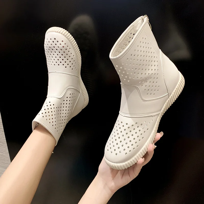 

Женские ботинки со шнуровкой, Новинка осени 2020, сетчатые дышащие сандалии, тонкие короткие сапоги, женские сапоги