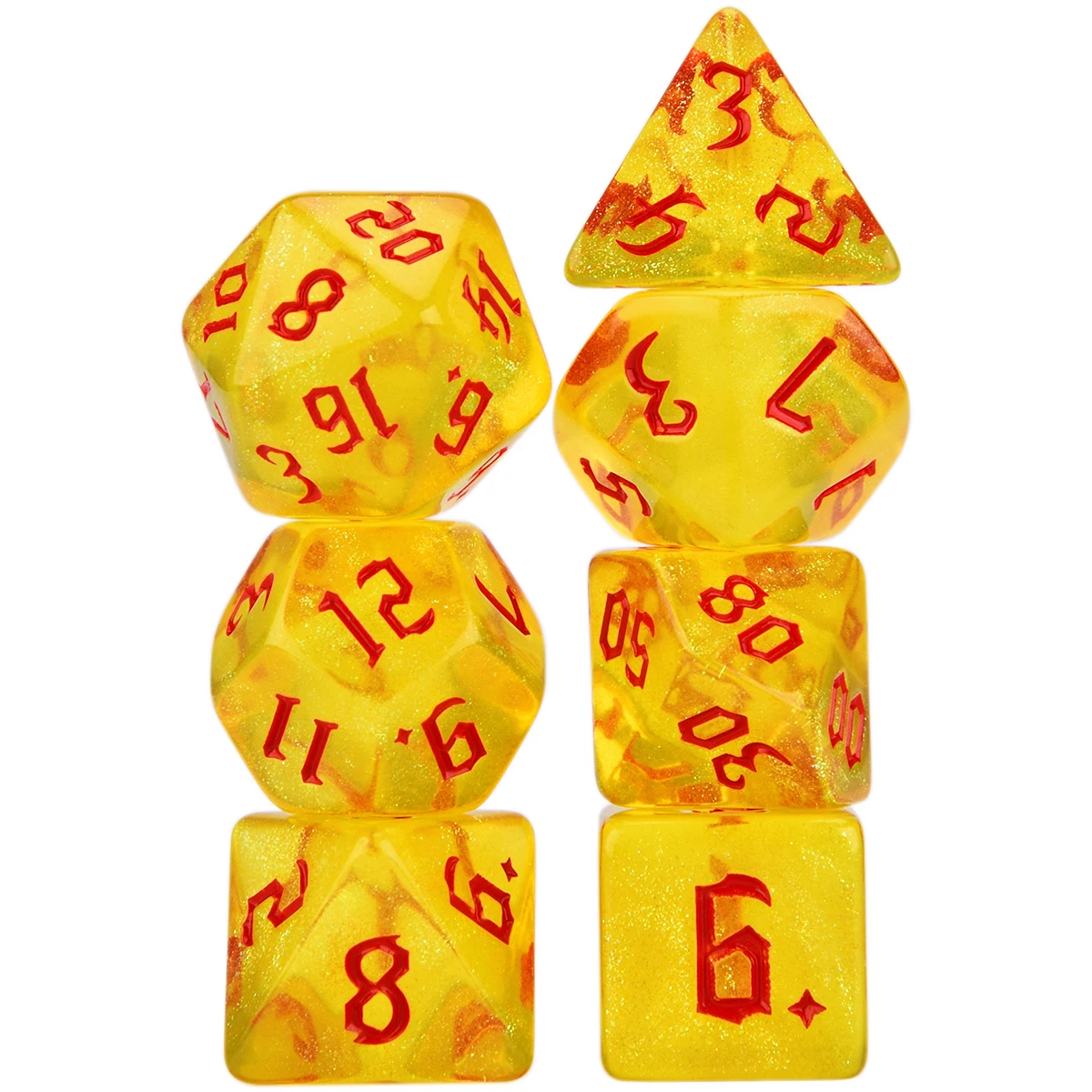 Переливающиеся блестящие 7 наборов многогранных 7-Die игральных костей с сумкой