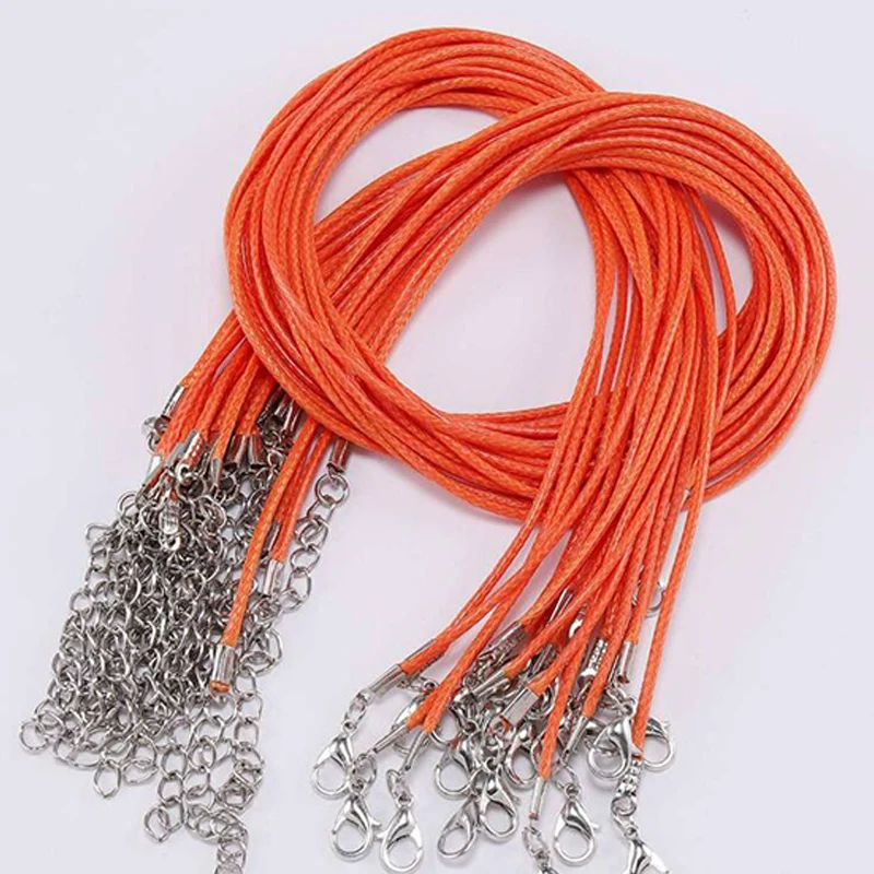 11-10pcs 10/50 шт./лот черная кожаная на вощеном шнуре из шнур Цепочки и ожерелья цепи DIY строка ремень Каната Омара застежка кожаная Ювелирная цепочка - Цвет: 11-10pcs