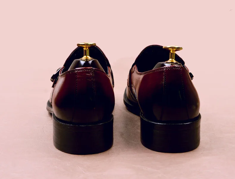 

QYFCIOUFU Handmade Office Business Wedding Dress Loafers Breathable Buckle Strap Luxury Suit Formal Genuine Leather Men Shoes