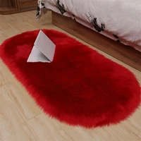 red blanket faux fur imitation wool rug floor pure color rugs sheepskin carpets for living room bedroom