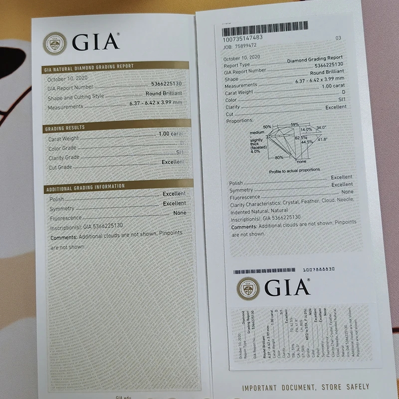 LUOWEND ювелирные изделия 1 00 карат настоящий натуральный южный Африка Алмаз SI1 D Цвет