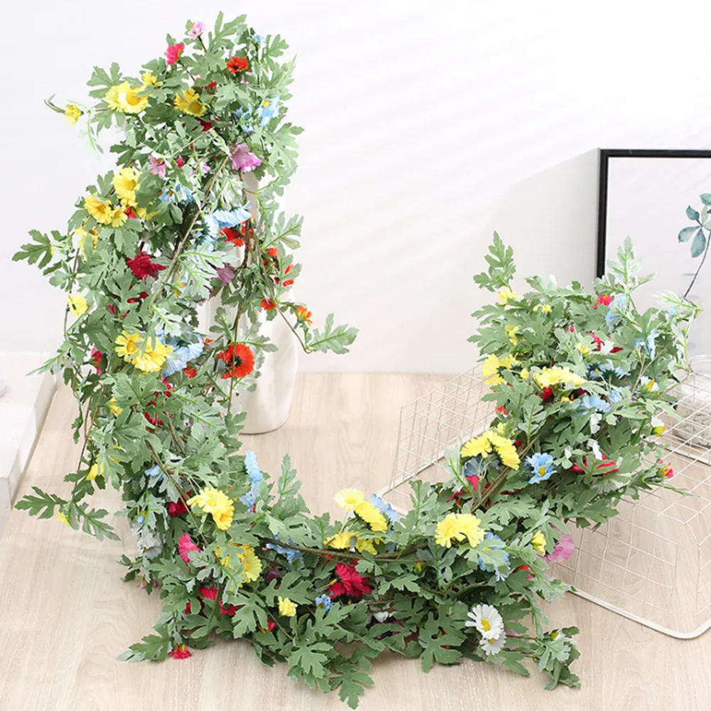 

170cm Artificial Daisy Rattan Corridor Homestay Ceiling Fake Flower Decoration Vine Landscape Plant Decoration Flower Vine Cheap