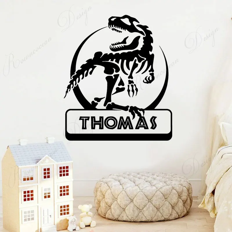 

Personalized Name Jurassic T Rex Dinosaur Wall Sticker Vinyl Home Decor For Kids Room Boys Bedroom Nursery Decals Custom 4314