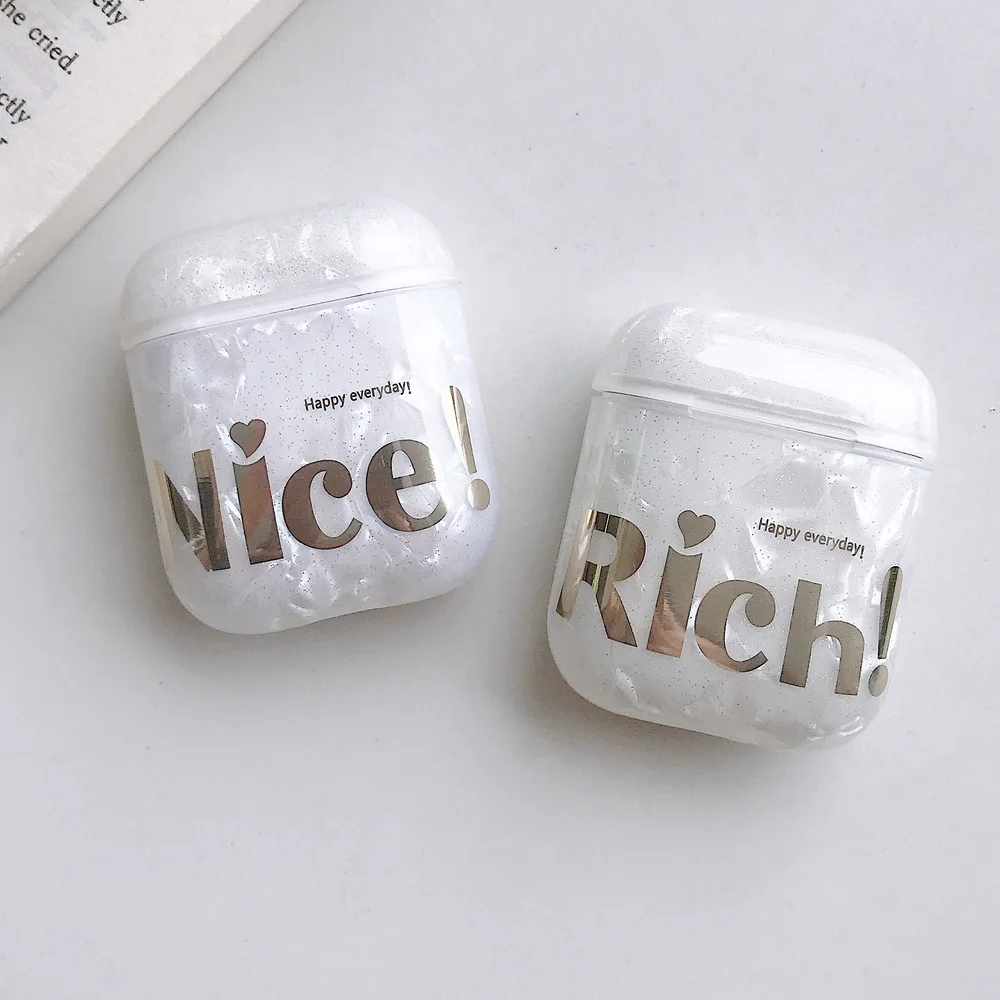 Чехол для AirPods 2 роскошный золотой бронзирующий Мягкий силиконовый чехол из ТПУ с