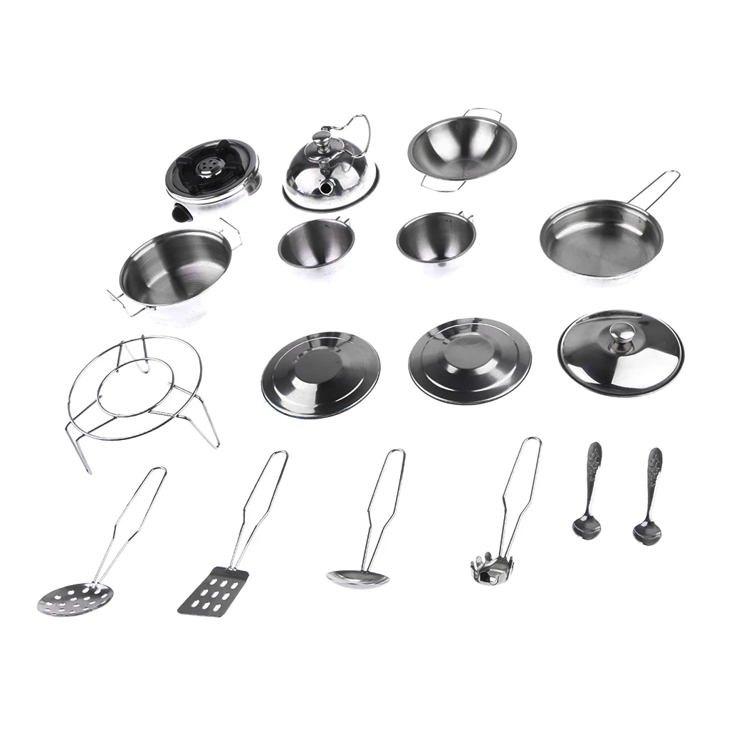 Детская кухонная металлическая посуда игровой набор универсальный кухонный